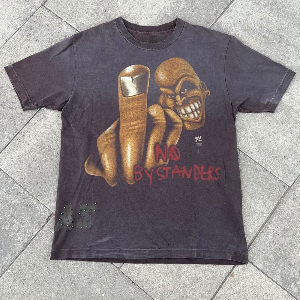 WWE Stone Cold Steve Austin No Bystanders Graphic Tee Vintage Faded Black Medium